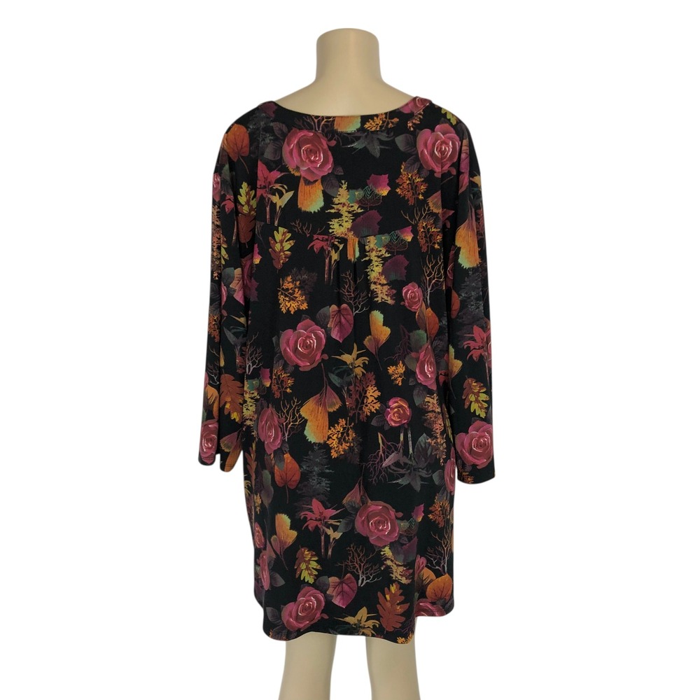 Serengeti Multicolor Floral Print Tunic Top Size 3X Button Front Boho Office - Picture 4 of 14